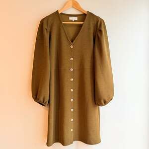 Madewell Olive Green Button-Front Mini Dress